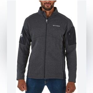 Spyder Men’s M Empire Full Zip Gray & Black Long Sleeve Fleece Jacket